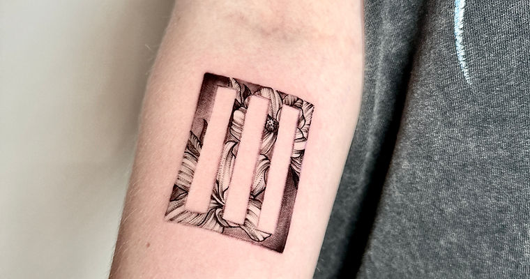Fine line graphic tattoo by SixtyInk